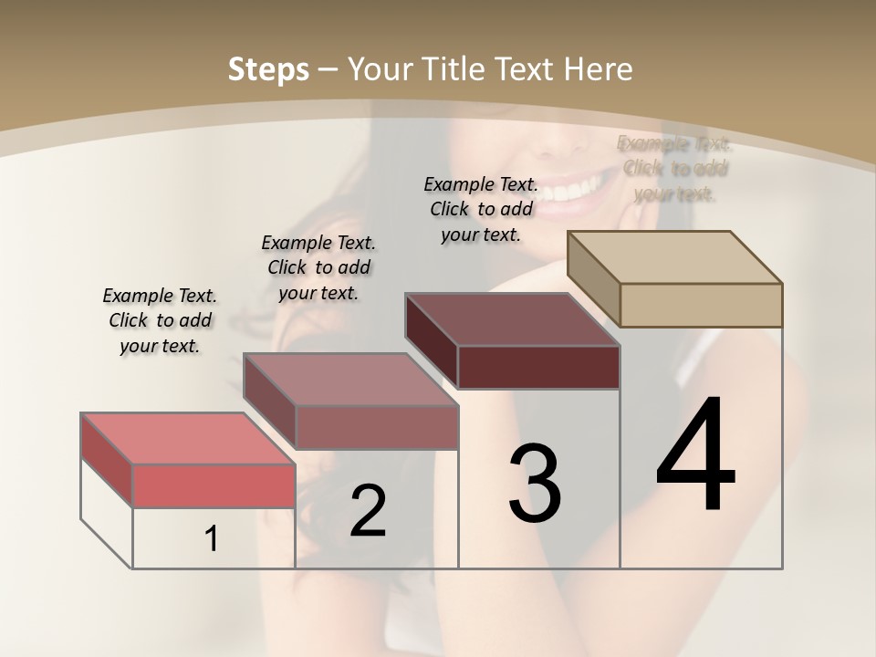 A Woman Sitting On A Table With Her Hand On Her Chin PowerPoint Template