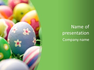 Cheerful Cluster Of Easter Eggs Painted With Rough Strokes - Close Up PowerPoint Template