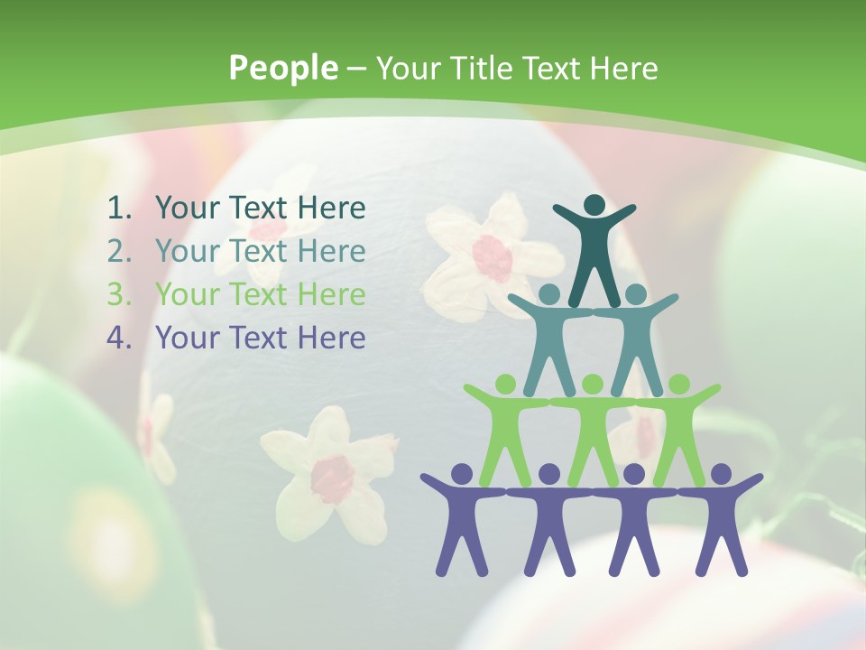 Cheerful Cluster Of Easter Eggs Painted With Rough Strokes - Close Up PowerPoint Template