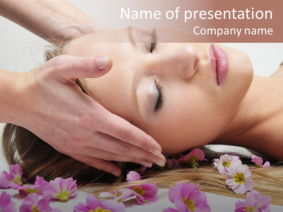 A Woman Getting A Facial Massage From A Professional Massager PowerPoint Template