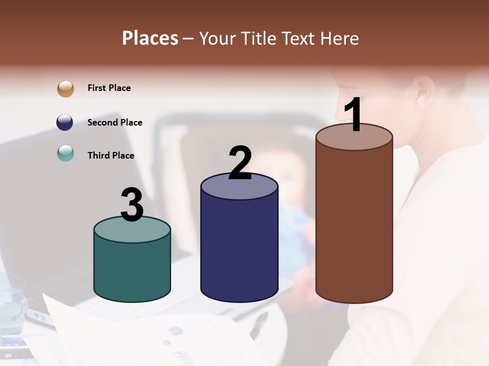 A Woman Holding A Baby In Her Lap While Looking At A Laptop PowerPoint Template