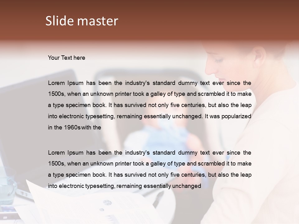 A Woman Holding A Baby In Her Lap While Looking At A Laptop PowerPoint Template