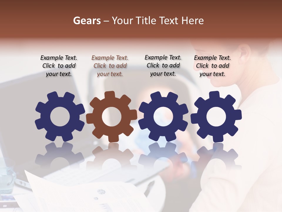 A Woman Holding A Baby In Her Lap While Looking At A Laptop PowerPoint Template