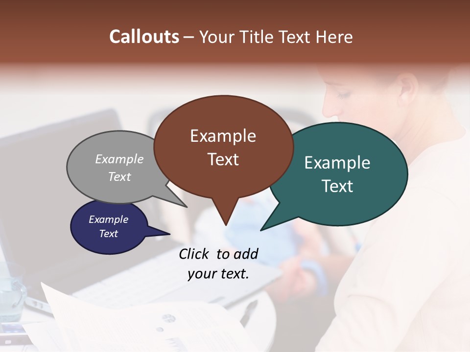 A Woman Holding A Baby In Her Lap While Looking At A Laptop PowerPoint Template