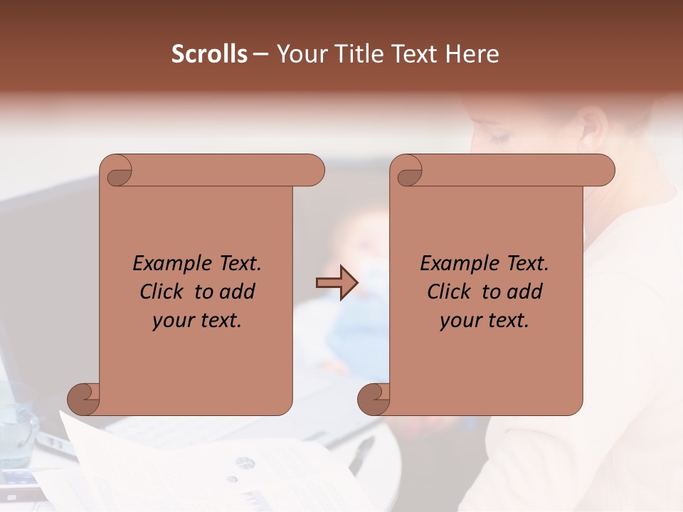 A Woman Holding A Baby In Her Lap While Looking At A Laptop PowerPoint Template