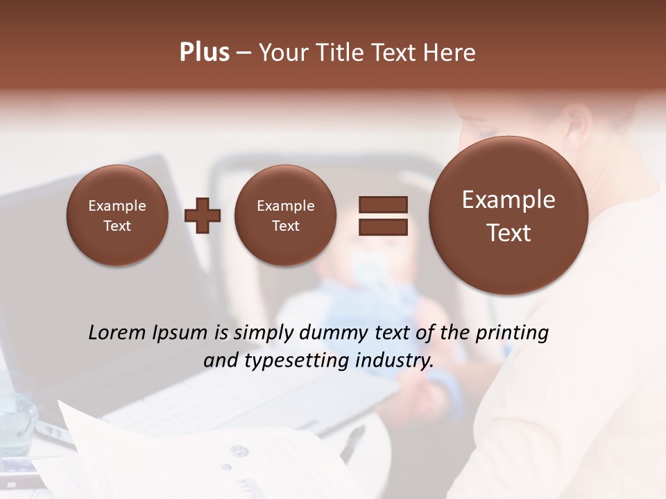 A Woman Holding A Baby In Her Lap While Looking At A Laptop PowerPoint Template