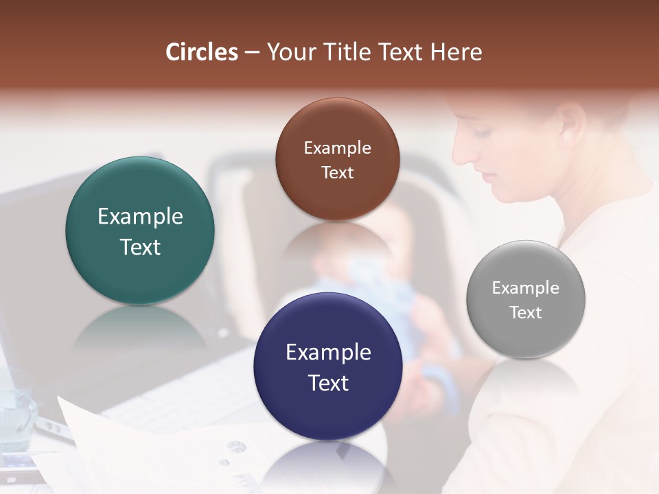 A Woman Holding A Baby In Her Lap While Looking At A Laptop PowerPoint Template