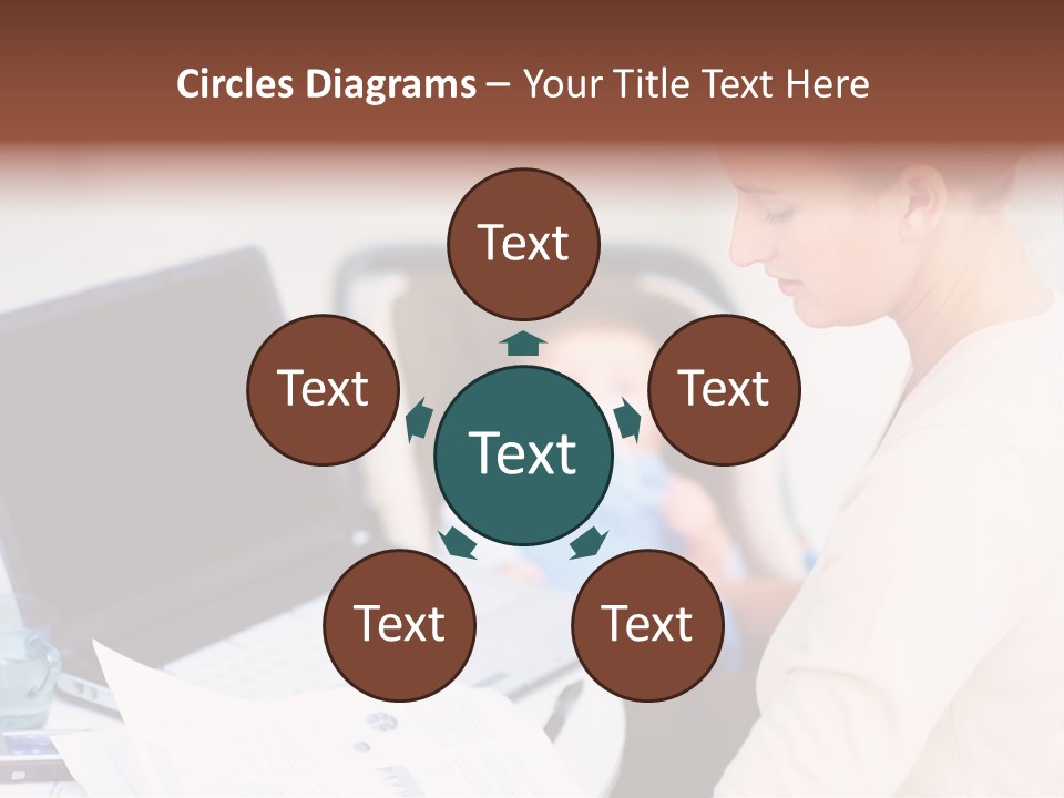 A Woman Holding A Baby In Her Lap While Looking At A Laptop PowerPoint Template