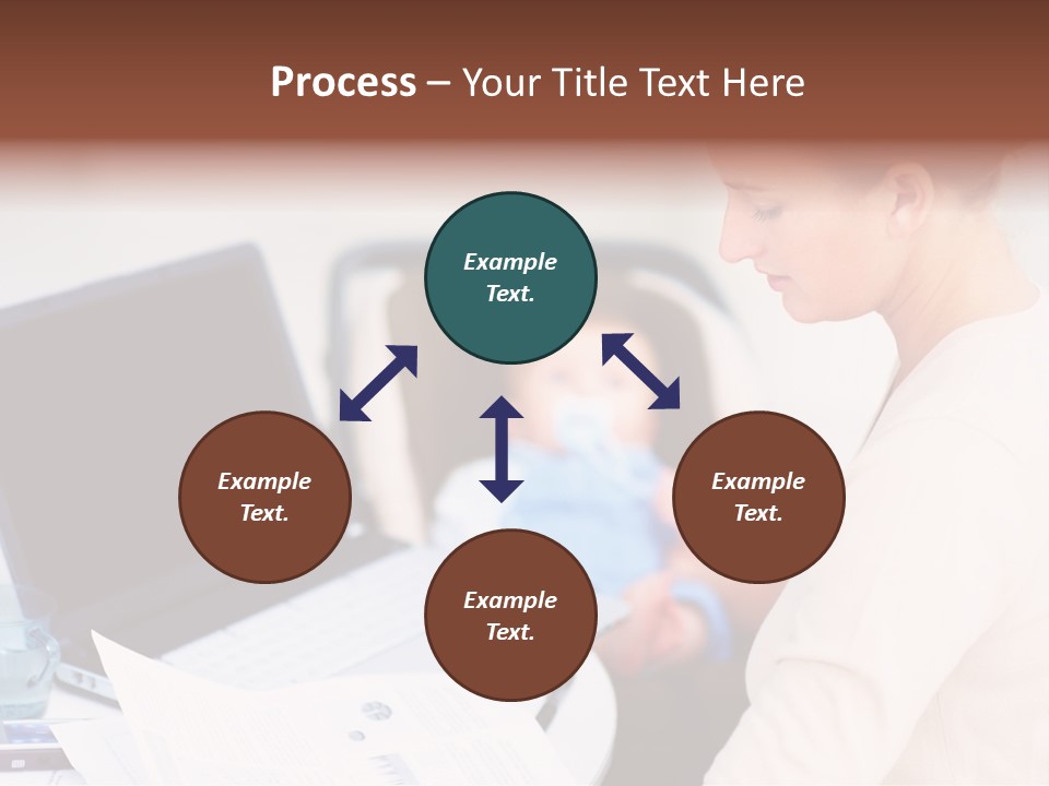A Woman Holding A Baby In Her Lap While Looking At A Laptop PowerPoint Template