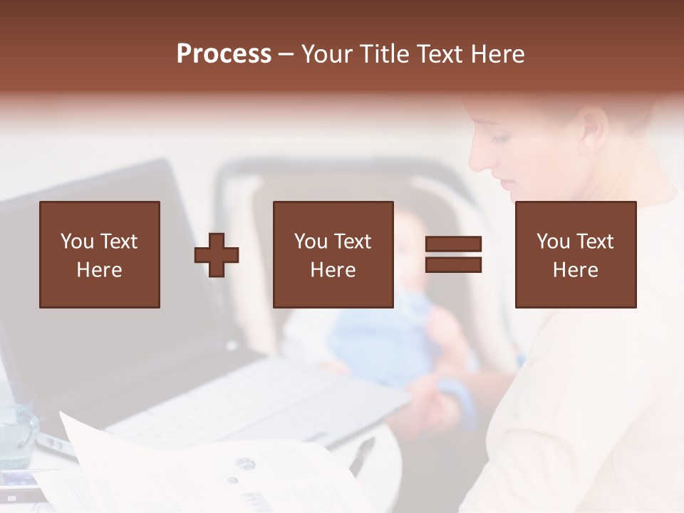 A Woman Holding A Baby In Her Lap While Looking At A Laptop PowerPoint Template