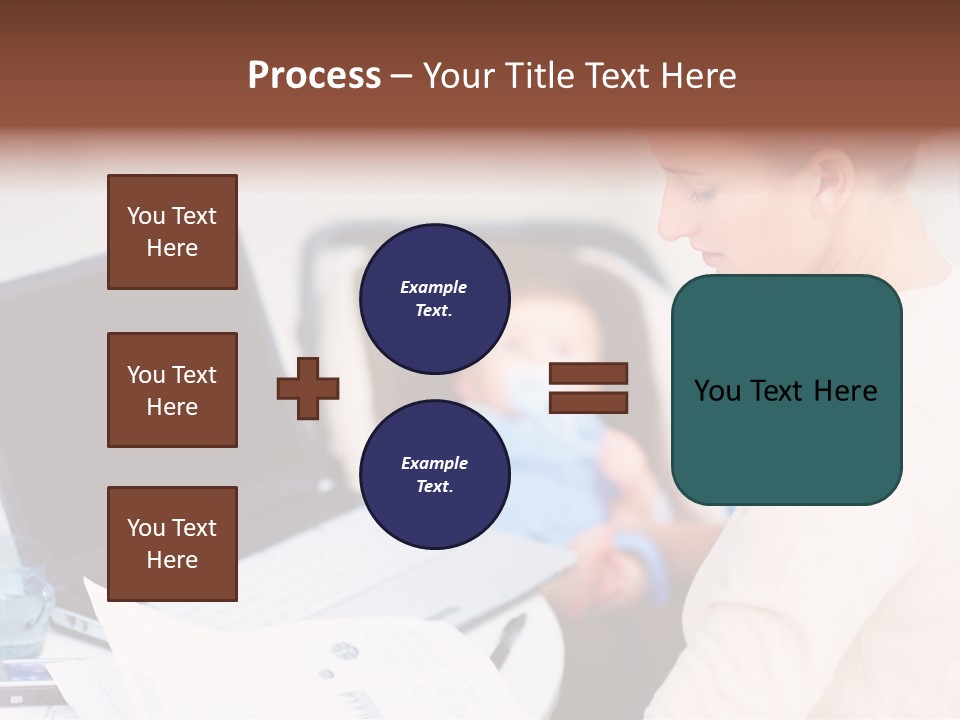 A Woman Holding A Baby In Her Lap While Looking At A Laptop PowerPoint Template