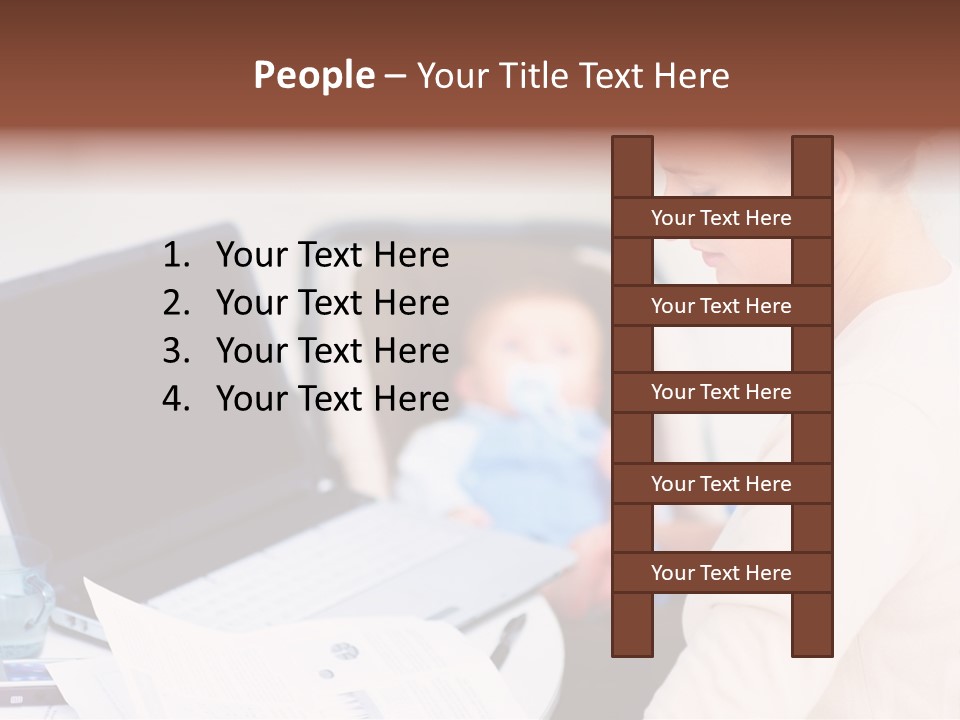 A Woman Holding A Baby In Her Lap While Looking At A Laptop PowerPoint Template