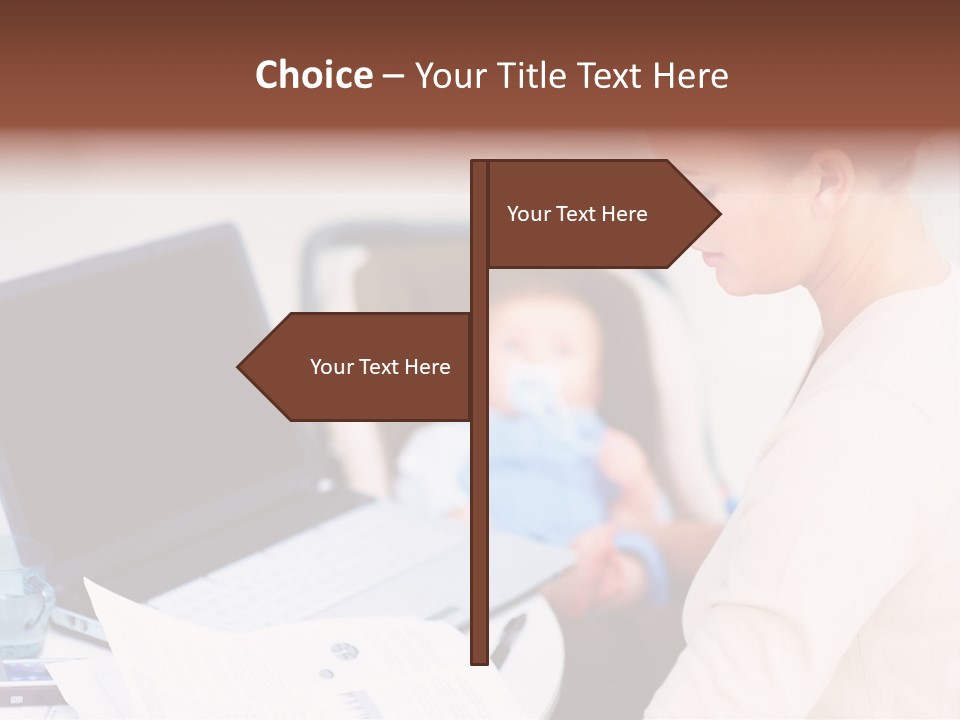 A Woman Holding A Baby In Her Lap While Looking At A Laptop PowerPoint Template