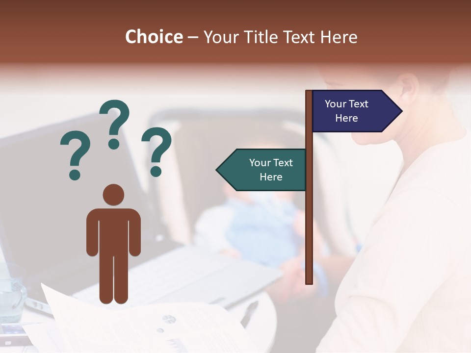 A Woman Holding A Baby In Her Lap While Looking At A Laptop PowerPoint Template