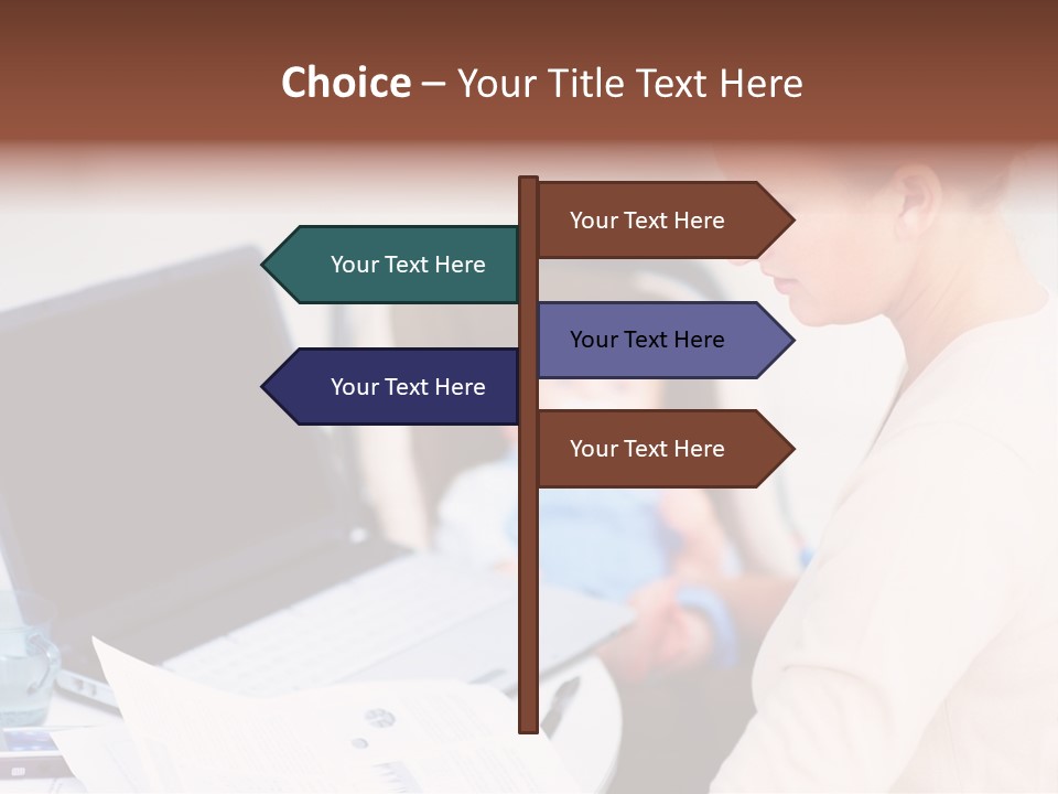 A Woman Holding A Baby In Her Lap While Looking At A Laptop PowerPoint Template