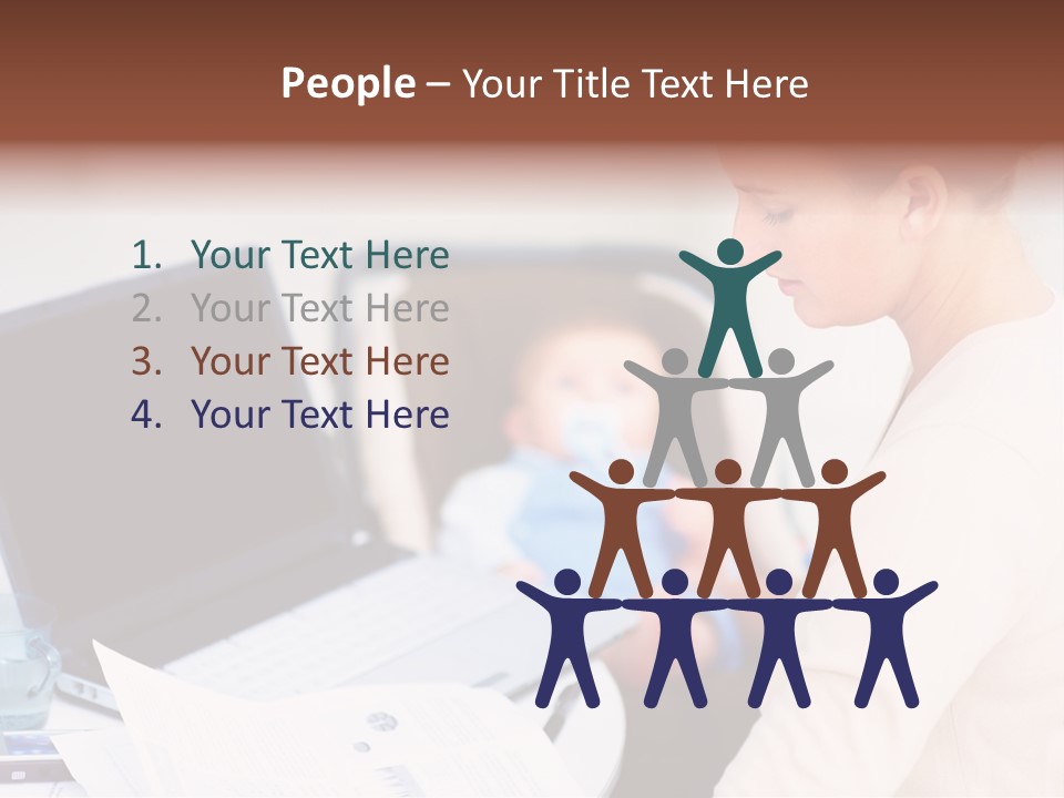 A Woman Holding A Baby In Her Lap While Looking At A Laptop PowerPoint Template