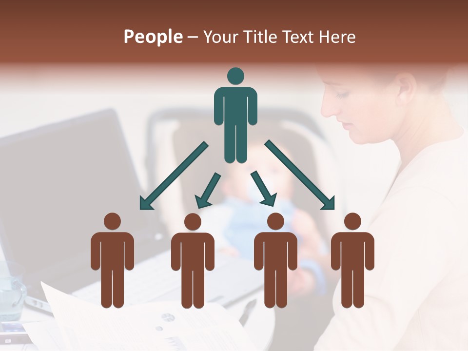 A Woman Holding A Baby In Her Lap While Looking At A Laptop PowerPoint Template