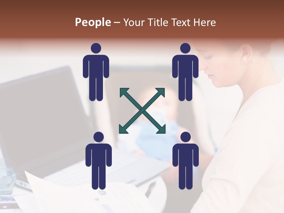 A Woman Holding A Baby In Her Lap While Looking At A Laptop PowerPoint Template