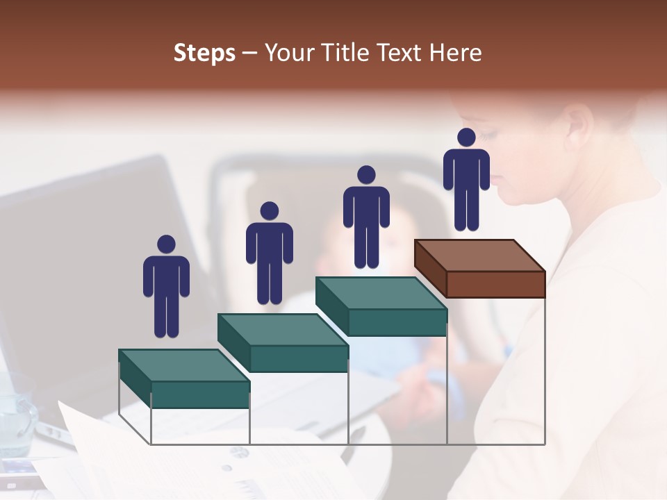 A Woman Holding A Baby In Her Lap While Looking At A Laptop PowerPoint Template