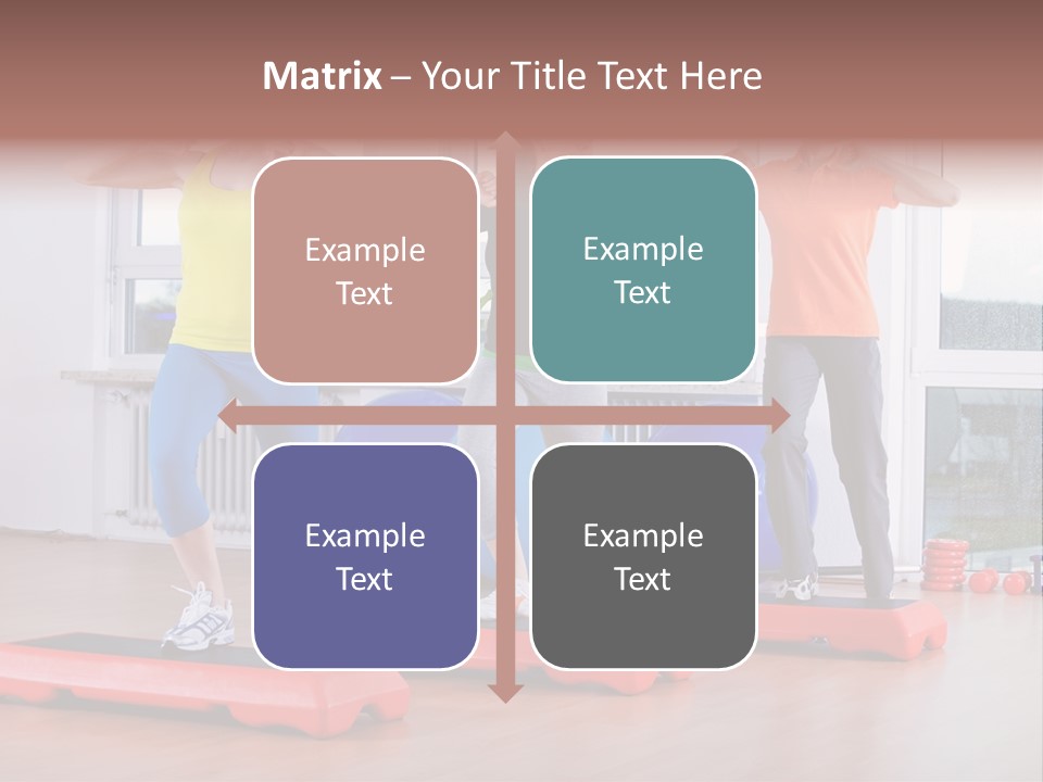 Young Women Exercising In A Step Aerobics Class PowerPoint Template