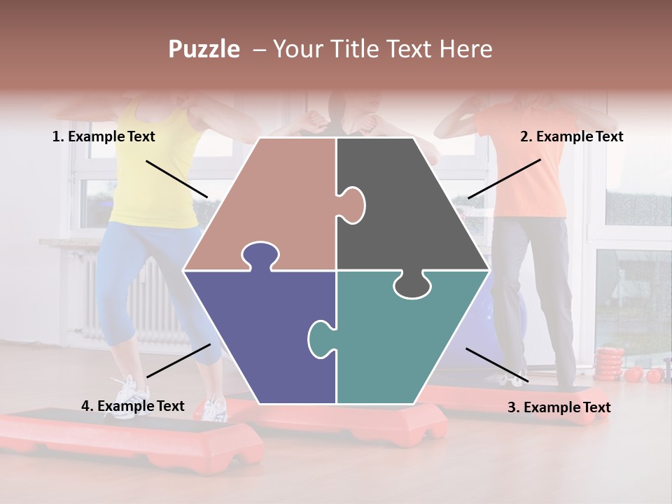 Young Women Exercising In A Step Aerobics Class PowerPoint Template