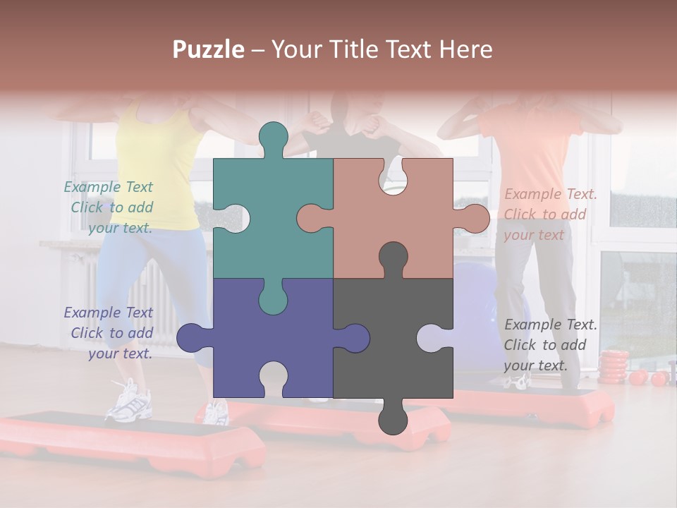 Young Women Exercising In A Step Aerobics Class PowerPoint Template