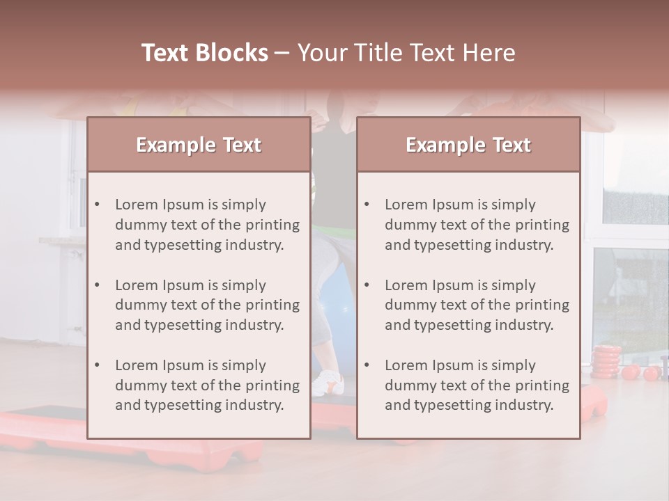 Young Women Exercising In A Step Aerobics Class PowerPoint Template