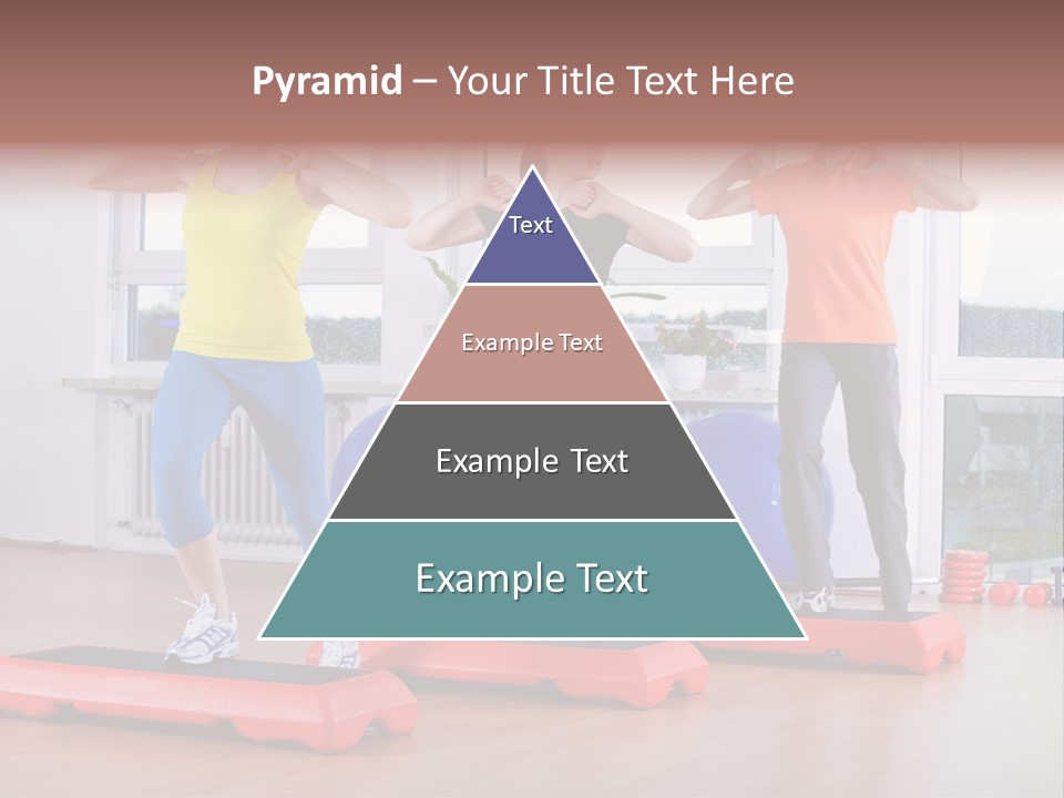 Young Women Exercising In A Step Aerobics Class PowerPoint Template