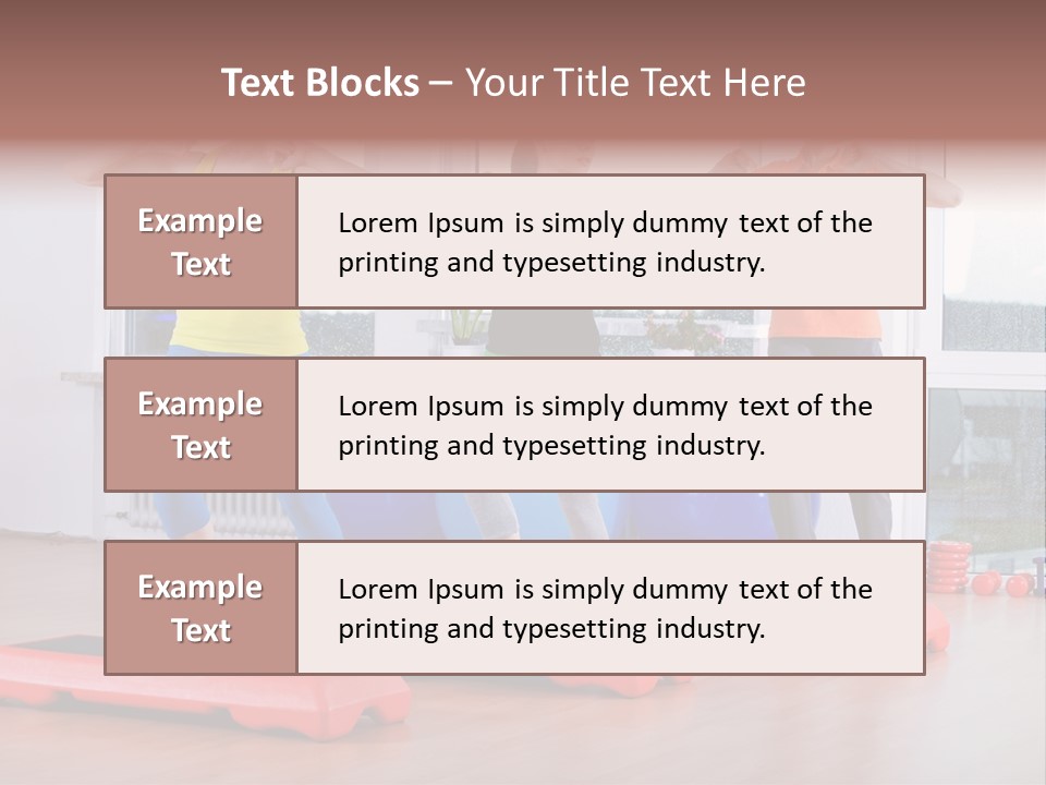 Young Women Exercising In A Step Aerobics Class PowerPoint Template