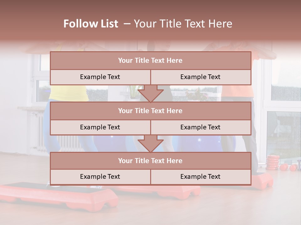 Young Women Exercising In A Step Aerobics Class PowerPoint Template