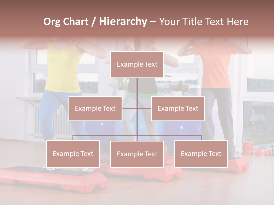 Young Women Exercising In A Step Aerobics Class PowerPoint Template