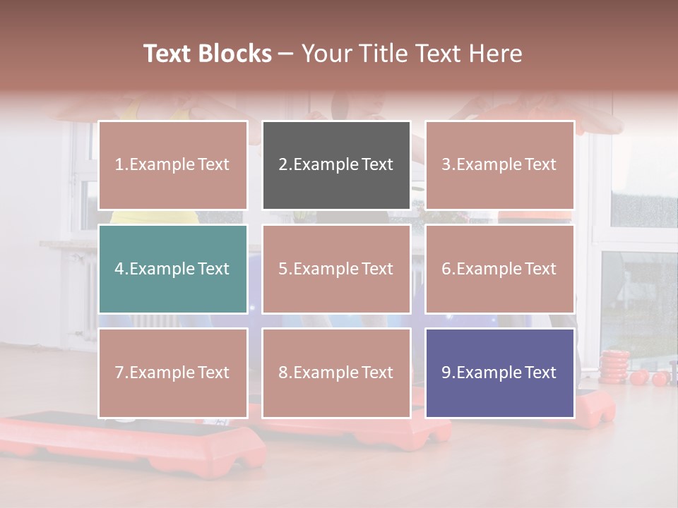 Young Women Exercising In A Step Aerobics Class PowerPoint Template