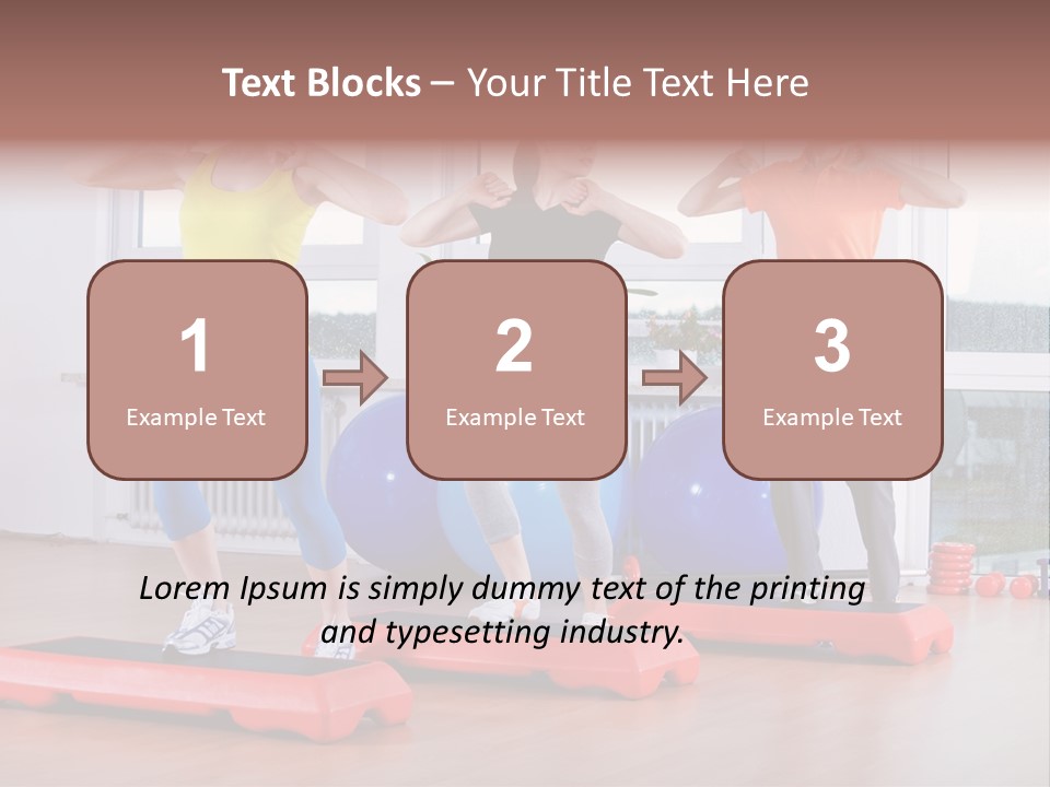 Young Women Exercising In A Step Aerobics Class PowerPoint Template