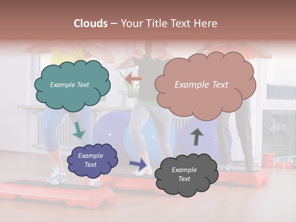 Young Women Exercising In A Step Aerobics Class PowerPoint Template