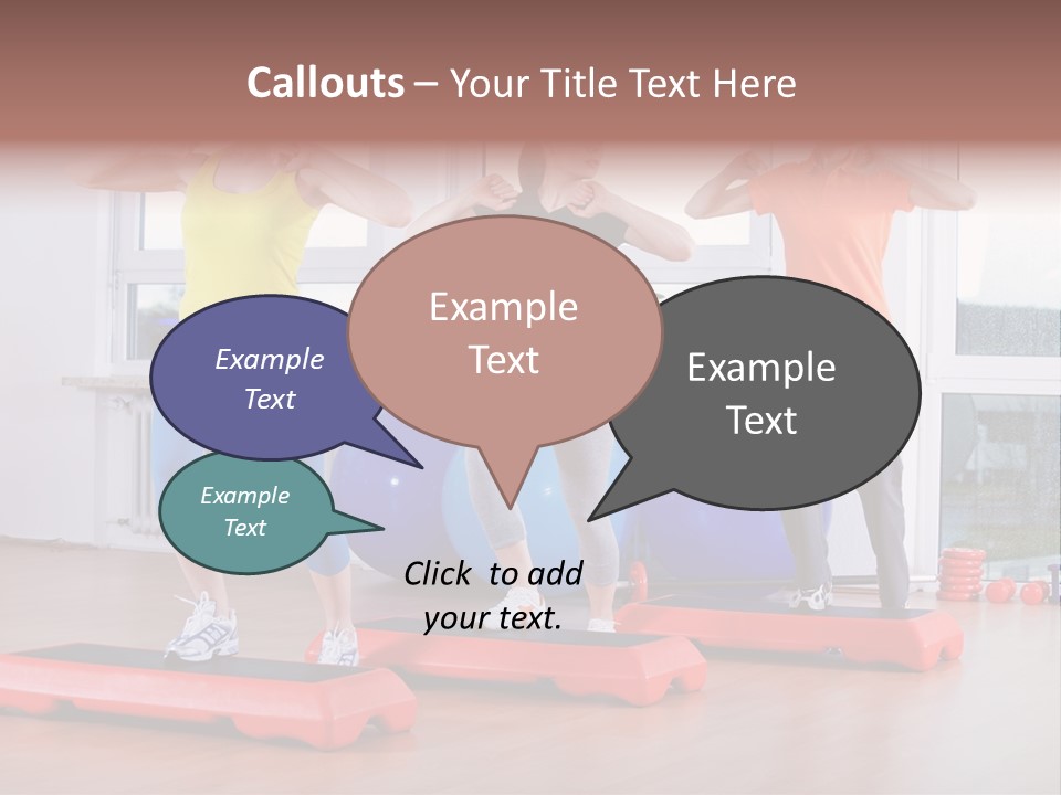 Young Women Exercising In A Step Aerobics Class PowerPoint Template