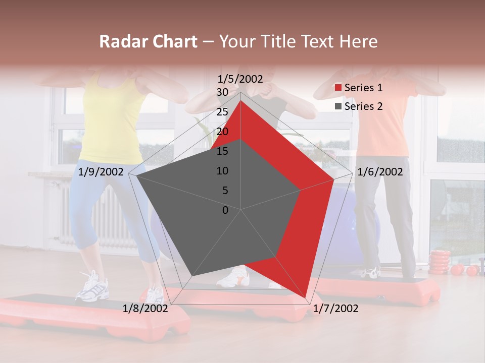 Young Women Exercising In A Step Aerobics Class PowerPoint Template