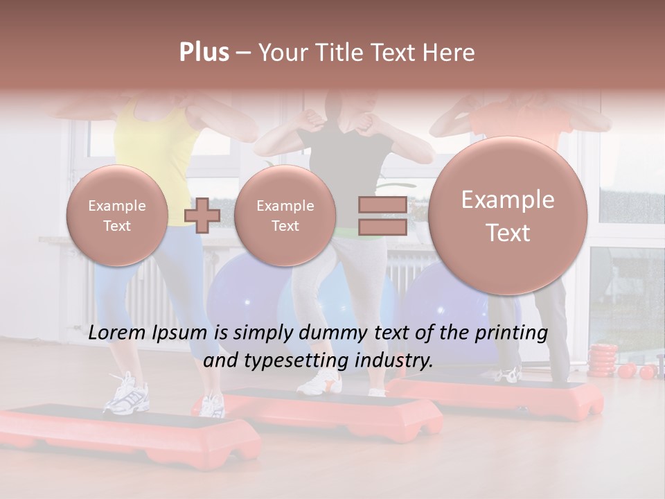 Young Women Exercising In A Step Aerobics Class PowerPoint Template