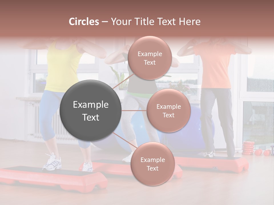 Young Women Exercising In A Step Aerobics Class PowerPoint Template