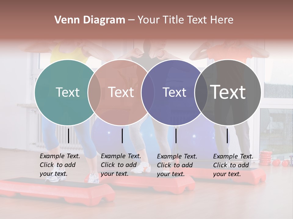 Young Women Exercising In A Step Aerobics Class PowerPoint Template