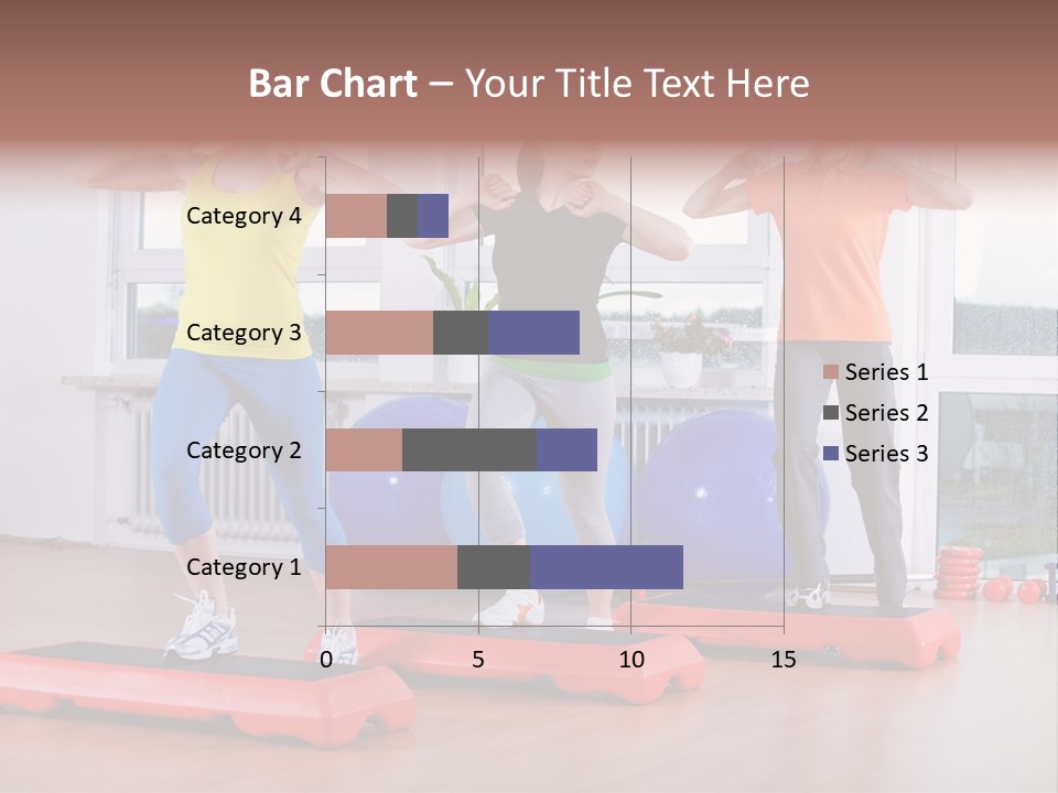 Young Women Exercising In A Step Aerobics Class PowerPoint Template