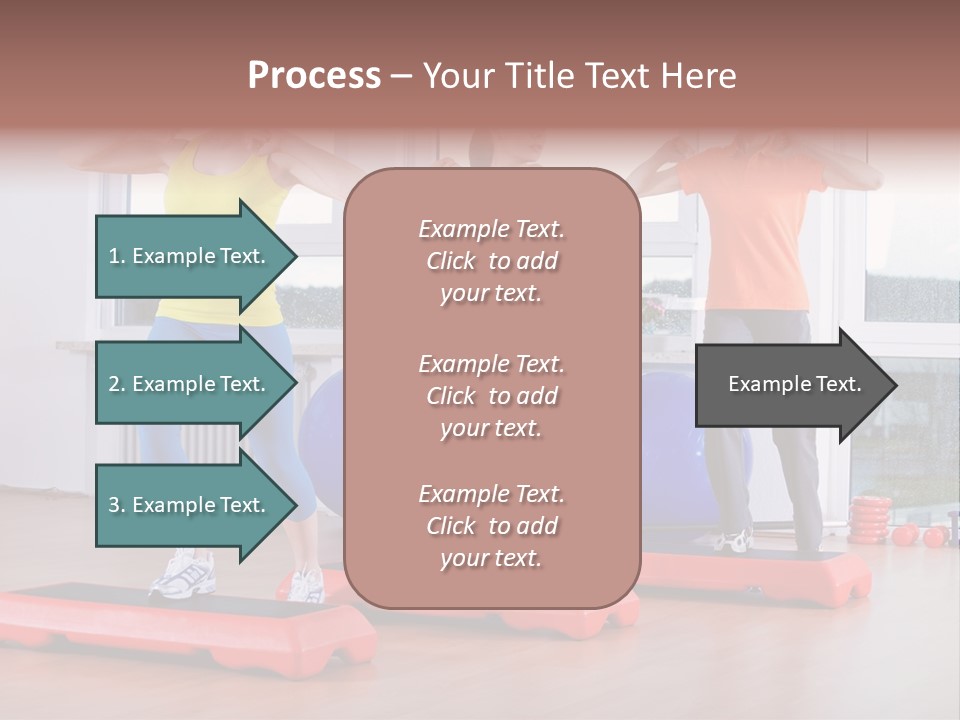 Young Women Exercising In A Step Aerobics Class PowerPoint Template