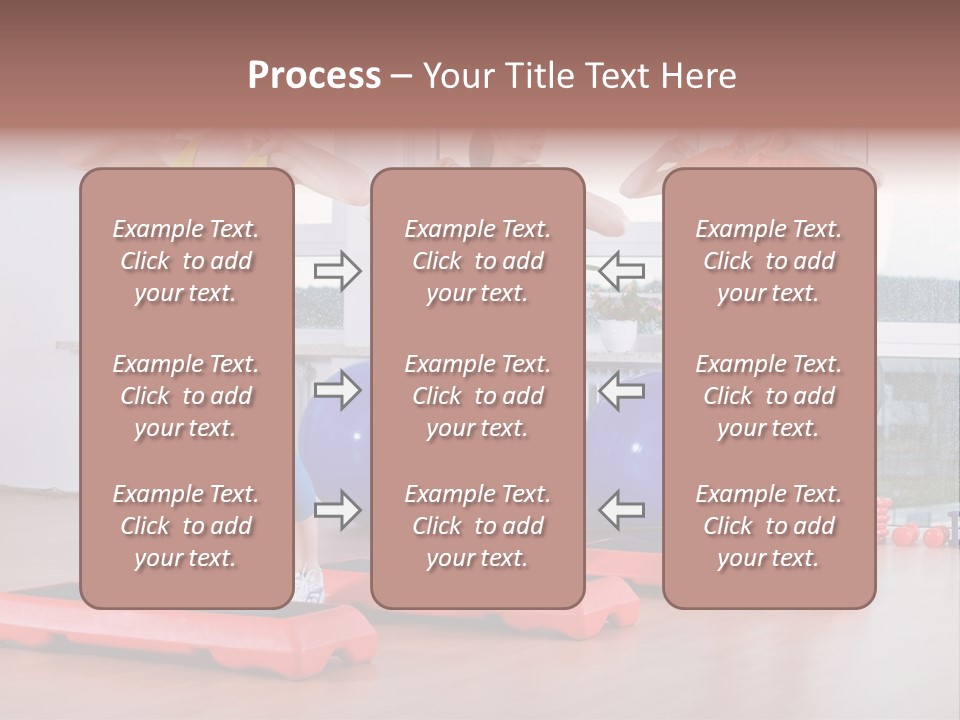 Young Women Exercising In A Step Aerobics Class PowerPoint Template