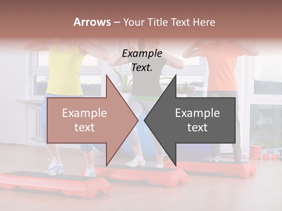 Young Women Exercising In A Step Aerobics Class PowerPoint Template