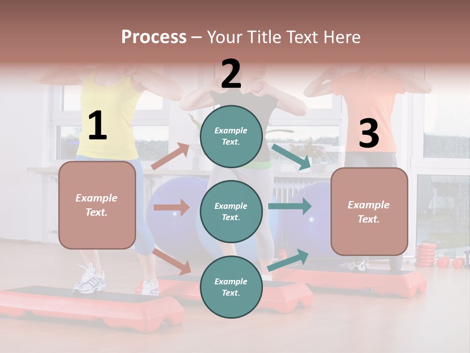 Young Women Exercising In A Step Aerobics Class PowerPoint Template