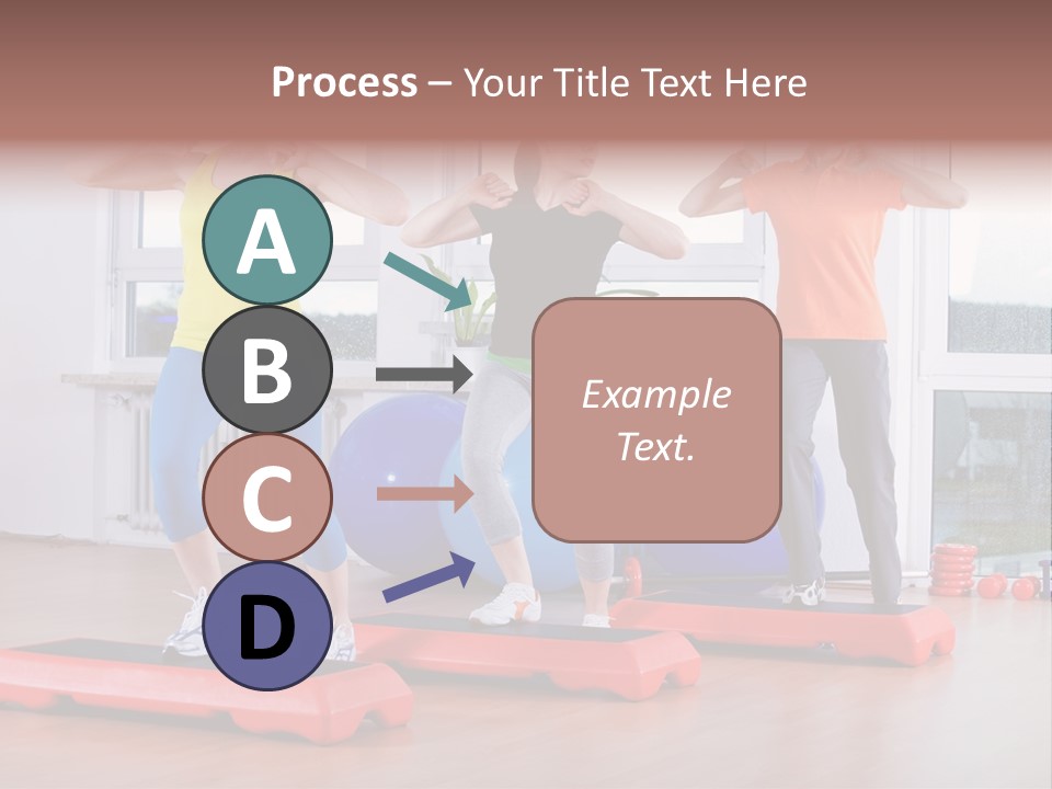 Young Women Exercising In A Step Aerobics Class PowerPoint Template