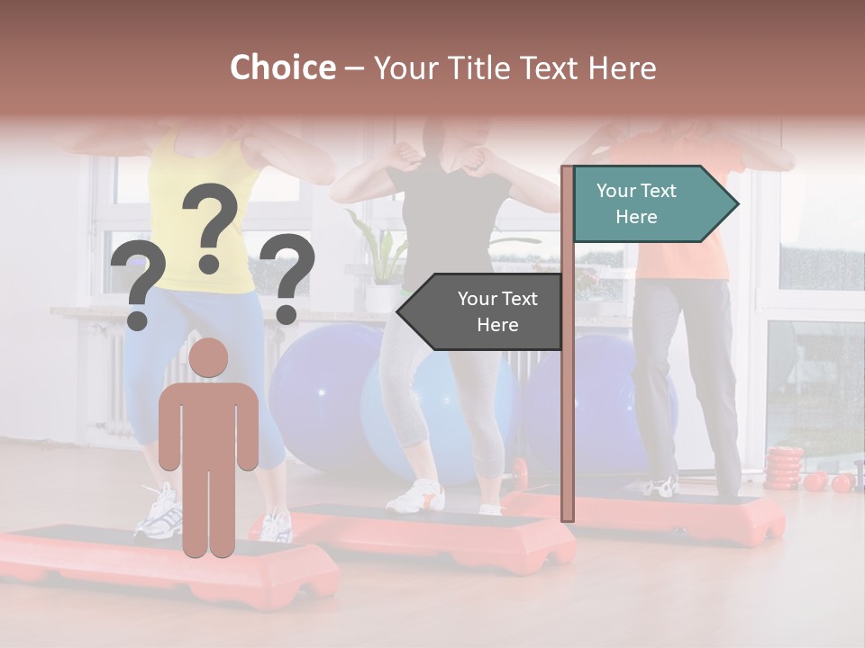 Young Women Exercising In A Step Aerobics Class PowerPoint Template
