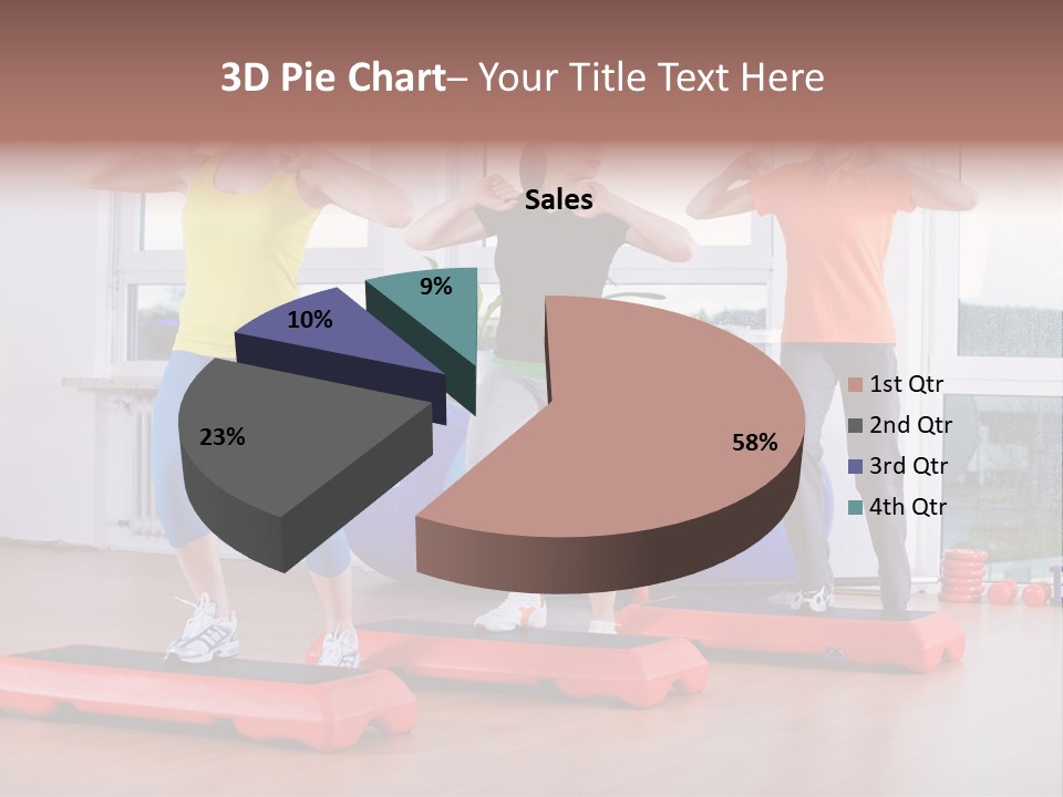Young Women Exercising In A Step Aerobics Class PowerPoint Template