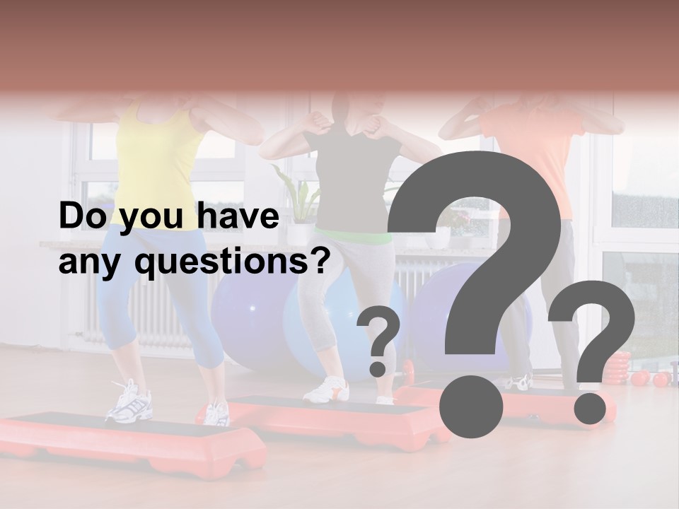 Young Women Exercising In A Step Aerobics Class PowerPoint Template