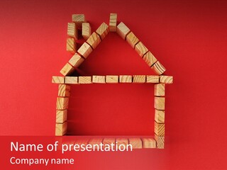 Building Blocks /A House Symbol Isolated On A Red Background PowerPoint Template