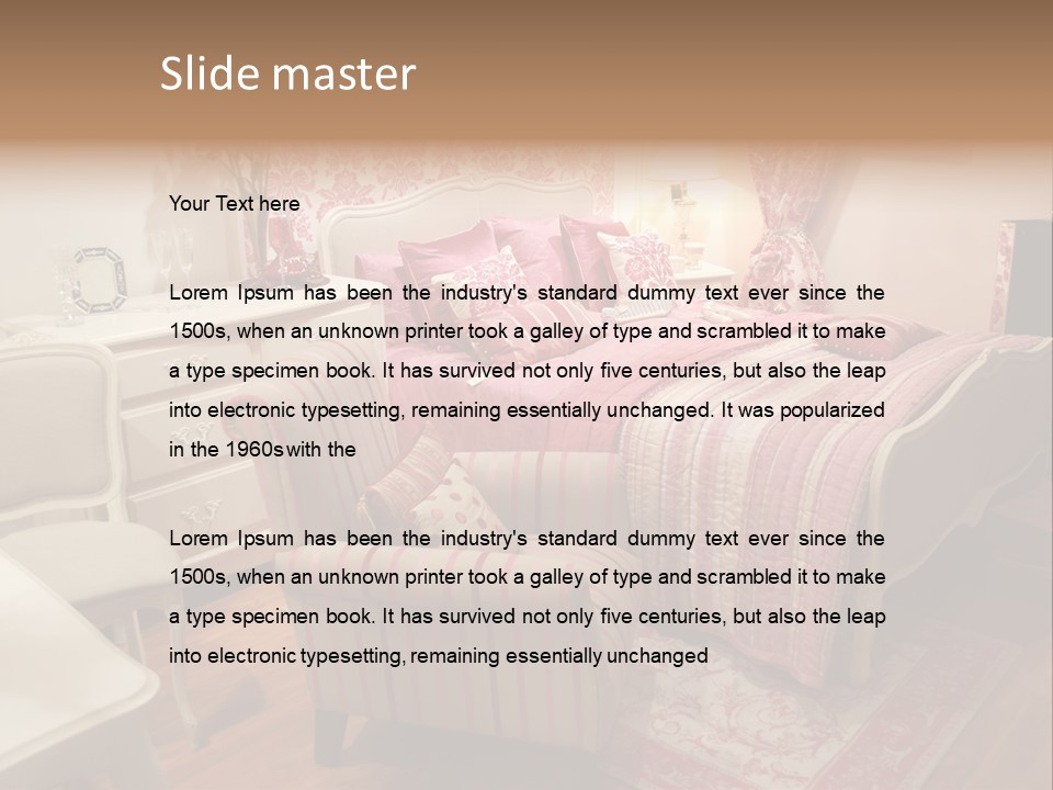 Pink Woman Interior Bedroom 4 PowerPoint Template